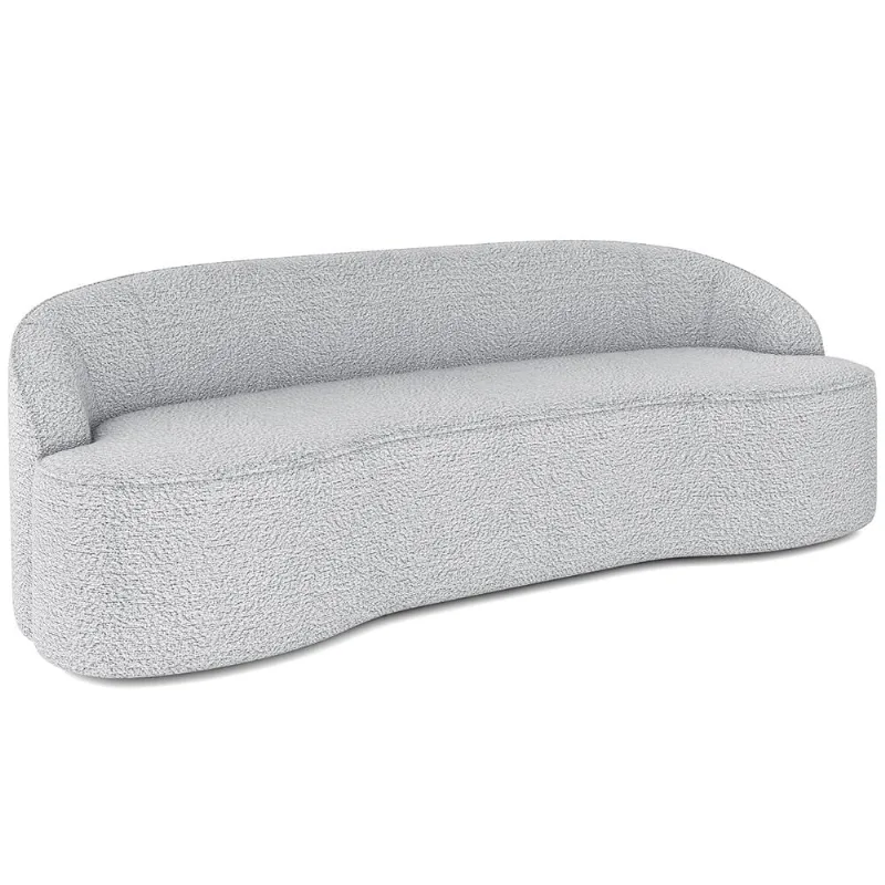 Sofá 4 Lugares Curvo Sala de Estar Living Lótus D02 Bouclê Cinza 230 cm B-56 - Lyam Decor - Lyam Decor
