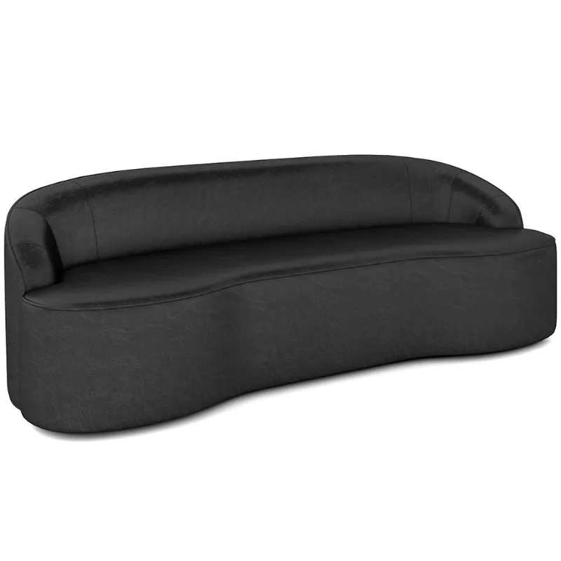 Sofá 4 Lugares Curvo Sala de Estar Living Lótus D02 Couríssimo Preto 230 cm B-159 - Lyam Decor - Lyam Decor
