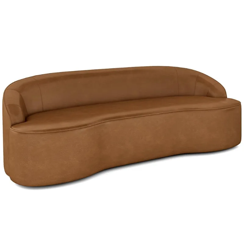 Sofá 4 Lugares Curvo Sala de Estar Living Lótus D02 Couríssimo Whisky 230 cm B-90 - Lyam Decor - Lyam Decor