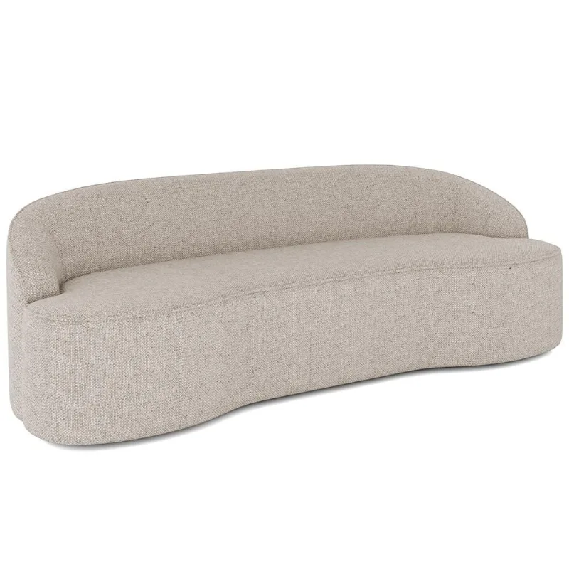 Sofá 4 Lugares Curvo Sala de Estar Living Lótus D02 Linho Bege 230 cm D-463 - Lyam Decor - Lyam Decor