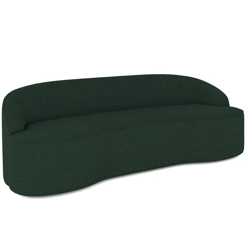 Sofá 4 Lugares Curvo Sala de Estar Living Lótus D02 Linho Verde Musgo 230 cm C-117 - Lyam Decor
