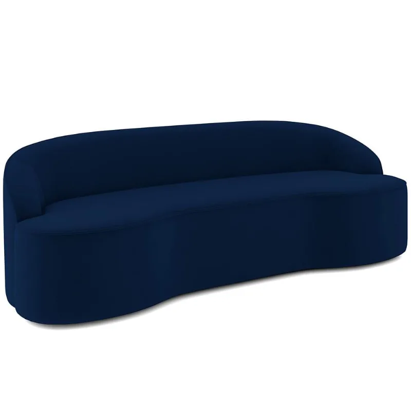 Sofá 4 Lugares Curvo Sala de Estar Living Lótus D02 Veludo Azul Marinho 260 cm C-304 - Lyam Decor - Lyam Decor