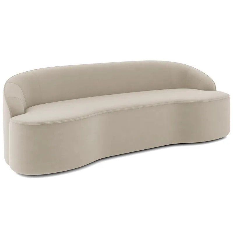 Sofá 4 Lugares Curvo Sala de Estar Living Lótus D02 Veludo Bege 260 cm C-309 - Lyam Decor - Lyam Decor
