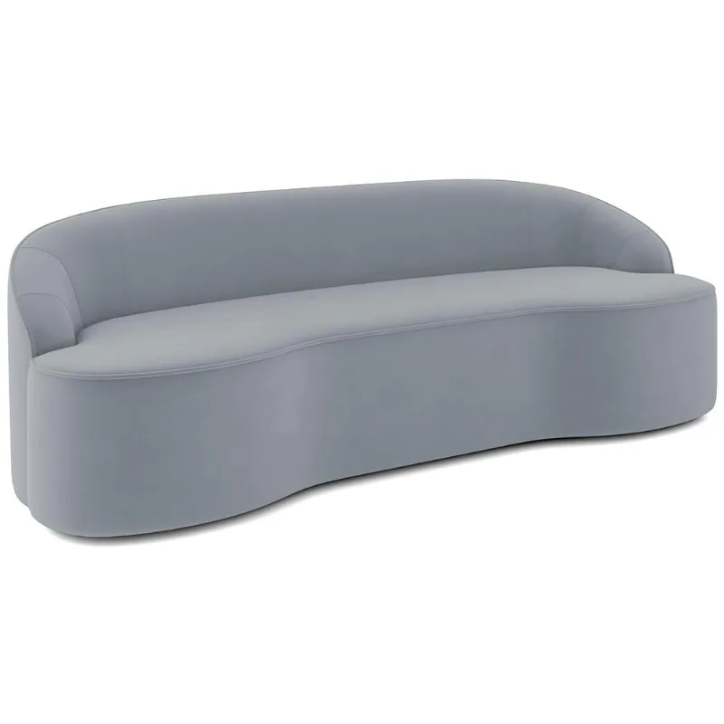 Sofá 4 Lugares Curvo Sala de Estar Living Lótus D02 Veludo Cinza 260 cm C-317 - Lyam Decor - Lyam Decor
