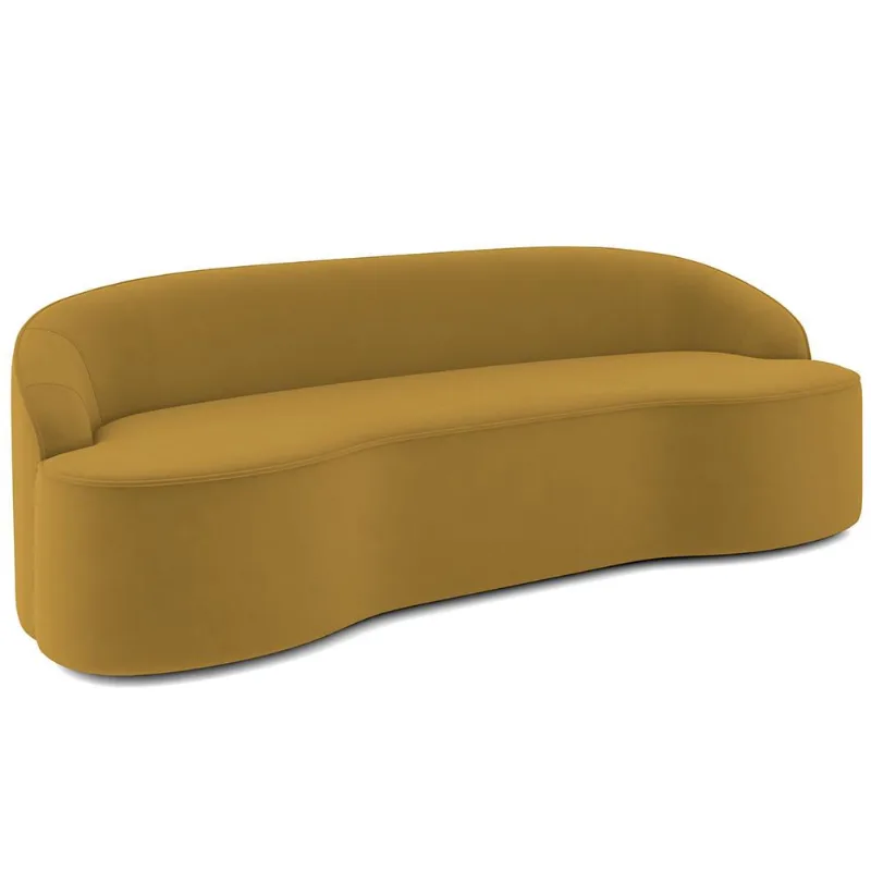 Sofá 4 Lugares Curvo Sala de Estar Living Lótus D02 Veludo Mostarda 260 cm C-279 - Lyam Decor - Lyam Decor