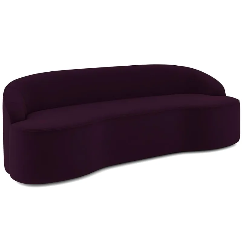 Sofá 4 Lugares Curvo Sala de Estar Living Lótus D02 Veludo Roxo 260 cm C-292 - Lyam Decor - Lyam Decor