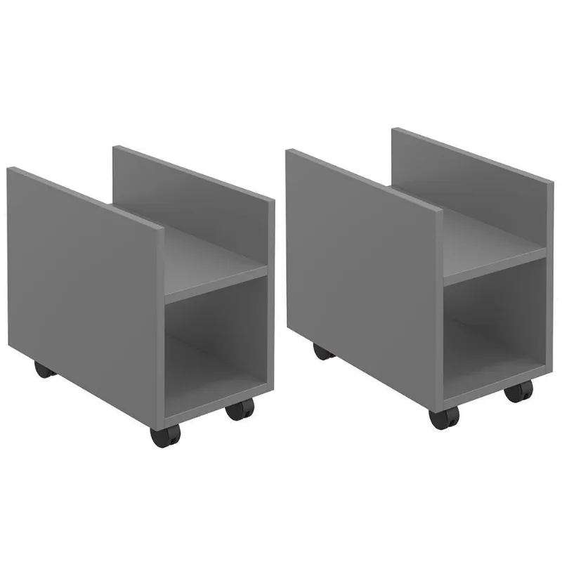 Kit 02 Suportes Para Cpu E Nobreak Com Rodízios Guide L03 Cinza - Lyam Decor