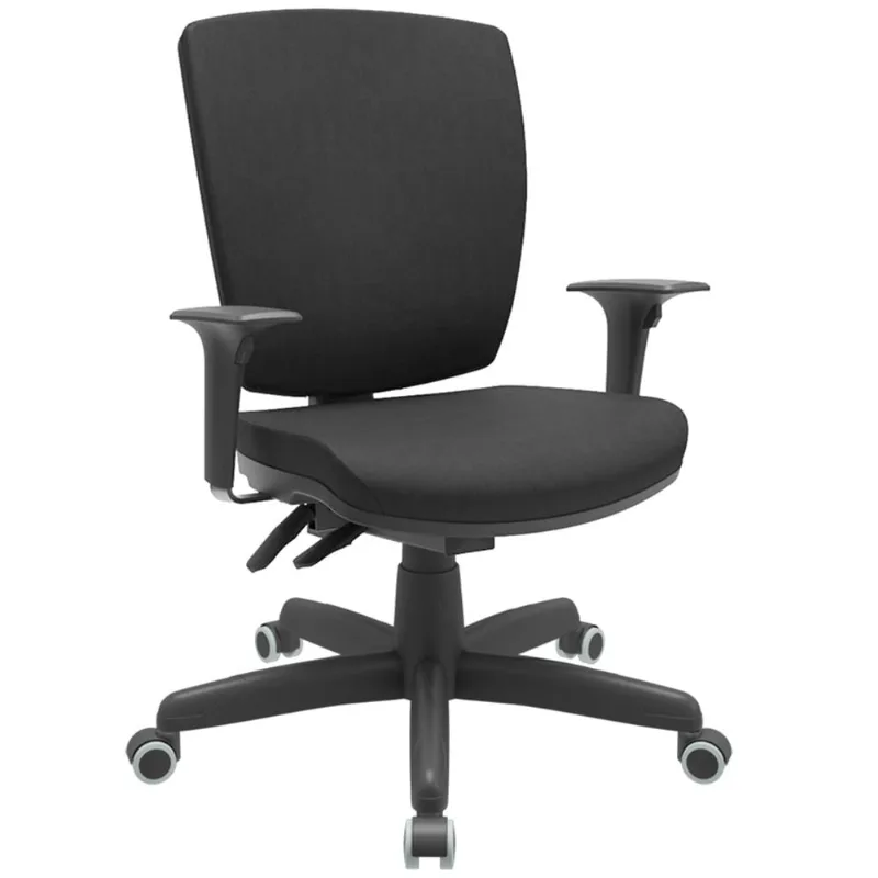 Cadeira de Escritório Diretor Office Base Giratória Preto Alta Flexi P03 Poliéster Preto - Lyam - Lyam Decor