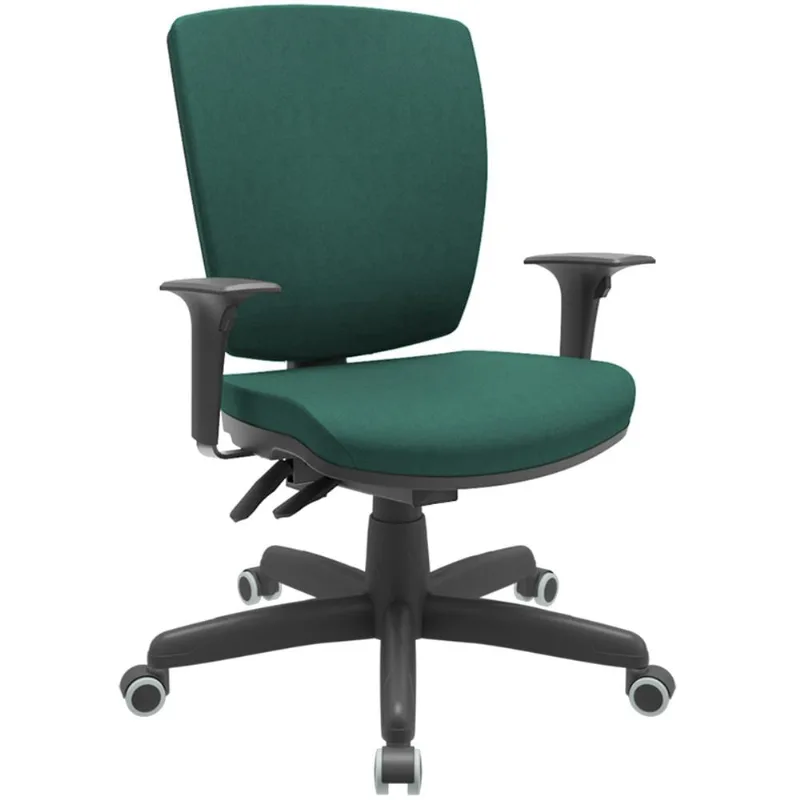 Cadeira de Escritório Diretor Office Base Giratória Preto Alta Flexi P03 Poliéster Verde - Lyam