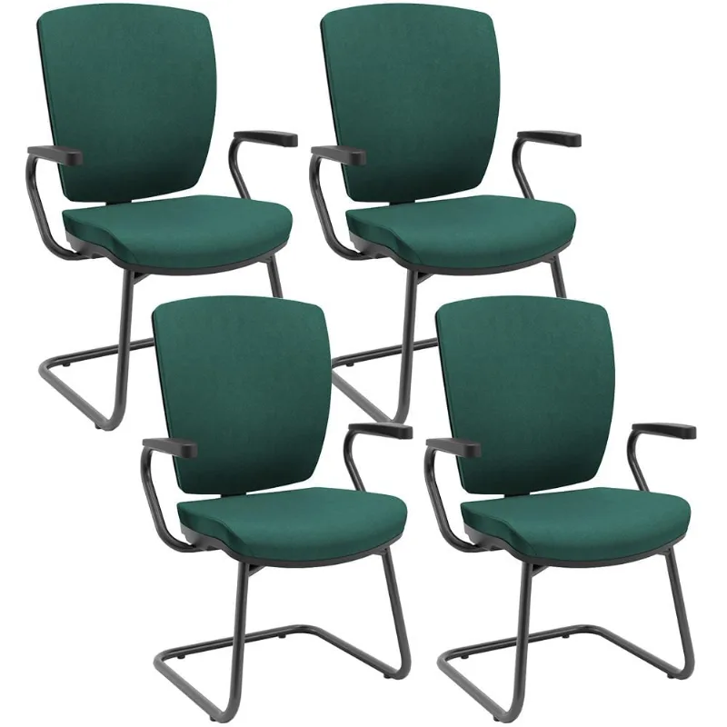 Kit 4 Cadeiras de Escritório Fixa Executiva Office Preto Slim Alta Flexi P03 Poliéster Verde - Lyam - Lyam Decor