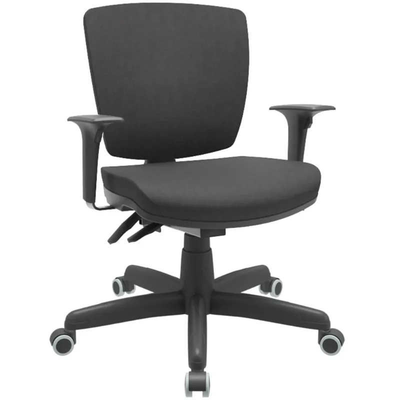 Cadeira de Escritório Executiva Office Base Giratória Preto Baixa Flexi P03 Poliéster Preto - Lyam - Lyam Decor