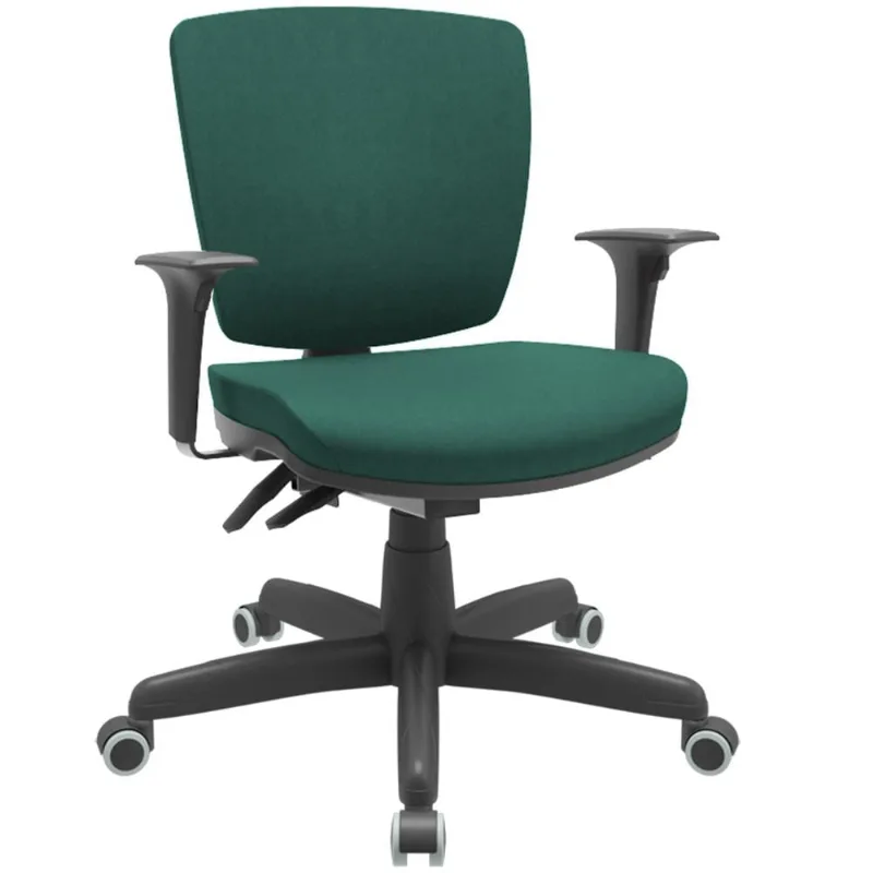 Cadeira de Escritório Executiva Office Base Giratória Preto Baixa Flexi P03 Poliéster Verde - Lyam