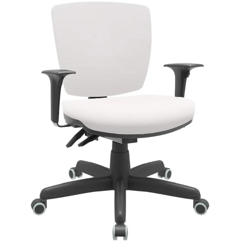 Cadeira de Escritório Executiva Office Base Giratória Preto Baixa Flexi P03 Vinil Branco - Lyam