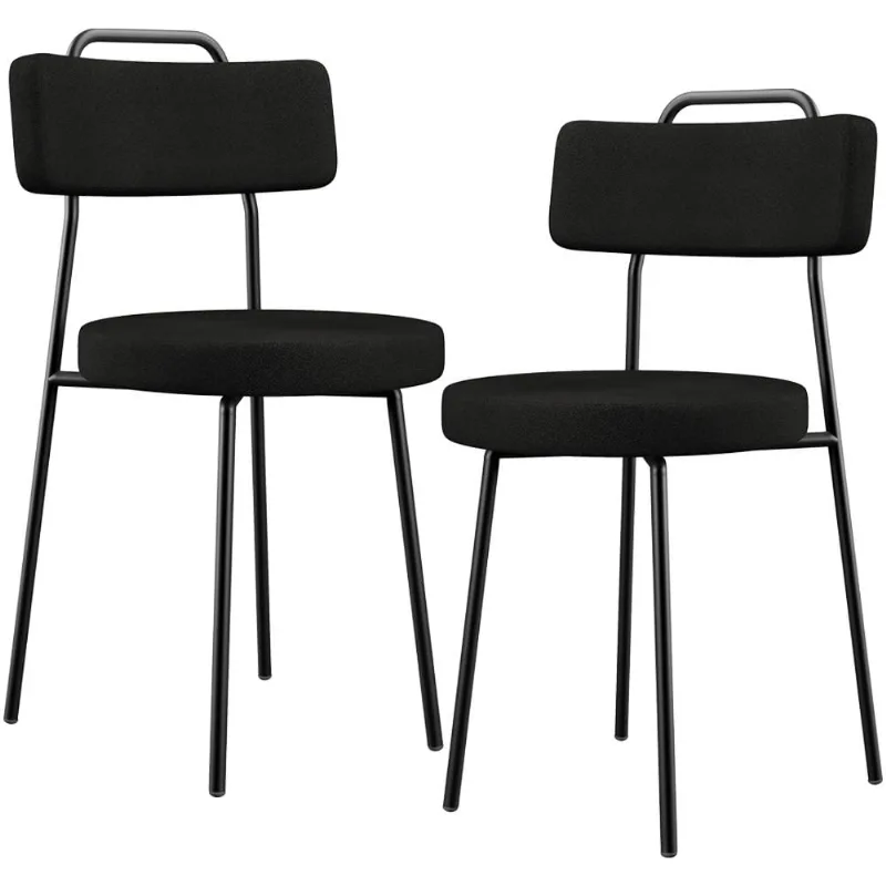 Kit 02 Cadeiras Decorativas Estofada Para Sala De Jantar Barcelona L02 Poliéster Preto - Lyam - Lyam Decor