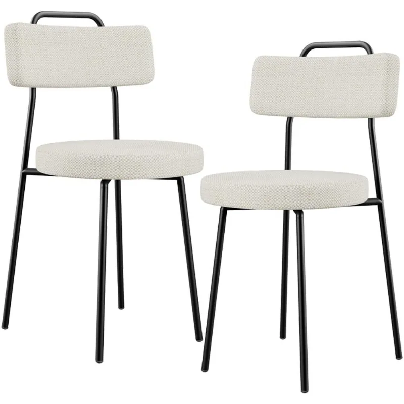 Kit 02 Cadeiras Decorativas Estofada Para Sala De Jantar Barcelona L02 Linho Champagne - Lyam - Lyam Decor