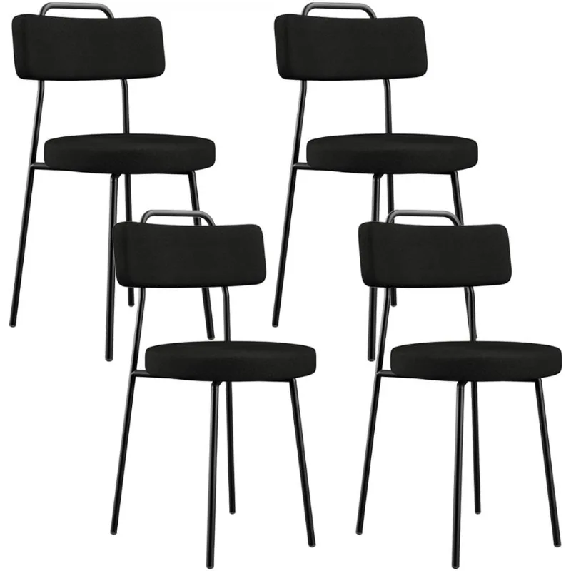 Kit 04 Cadeiras Decorativas Estofada Para Sala De Jantar Barcelona L02 Poliéster Preto - Lyam - Lyam Decor