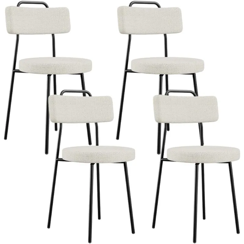 Kit 04 Cadeiras Decorativas Estofada Para Sala De Jantar Barcelona L02 Linho Champagne - Lyam - Lyam Decor