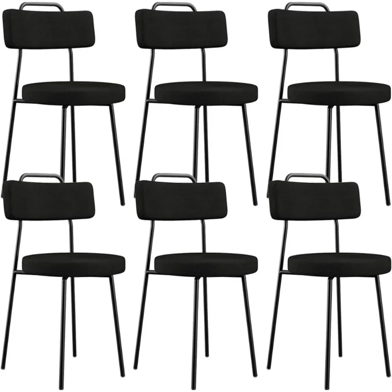 Kit 06 Cadeiras Decorativas Estofada Para Sala De Jantar Barcelona L02 Poliéster Preto - Lyam - Lyam Decor