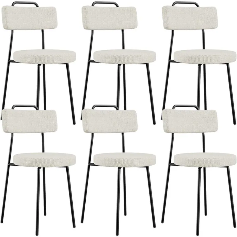 Kit 06 Cadeiras Decorativas Estofada Para Sala De Jantar Barcelona L02 Linho Champagne - Lyam - Lyam Decor
