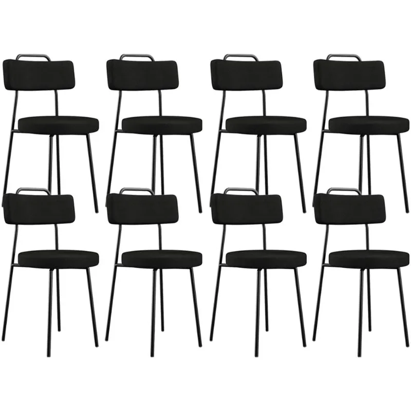 Kit 08 Cadeiras Decorativas Estofada Para Sala De Jantar Barcelona L02 Poliéster Preto - Lyam - Lyam Decor