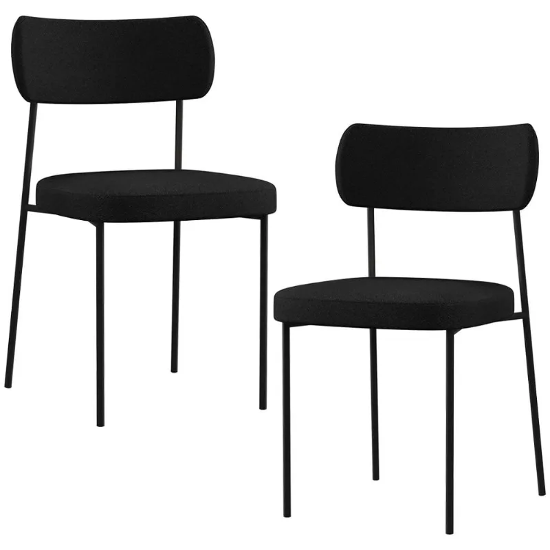 Kit 02 Cadeiras Decorativas Estofadas Para Sala de Jantar Melina L02 Poliéster Preto - Lyam - Lyam Decor