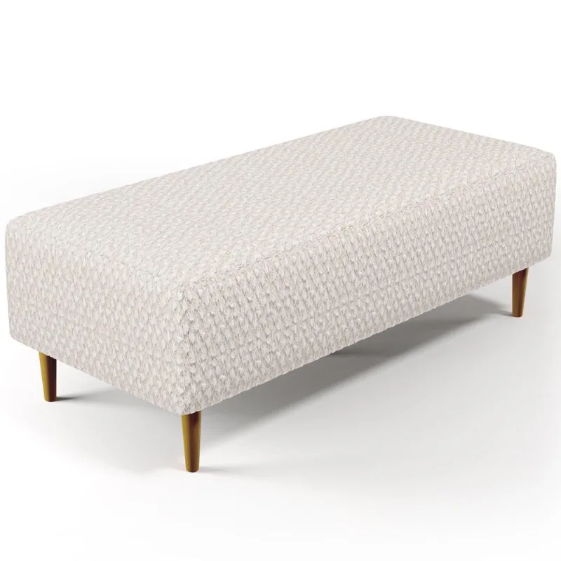 Puff Decorativo Sala de Estar Bali W01 Pés Palito 120x50cm Bouclê Cru - Lyam Decor