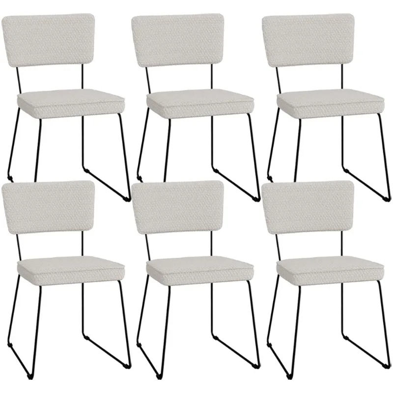 Kit 06 Cadeiras Decorativas Para Sala De Jantar Allana L02 Bouclê Cru - Lyam - Lyam Decor