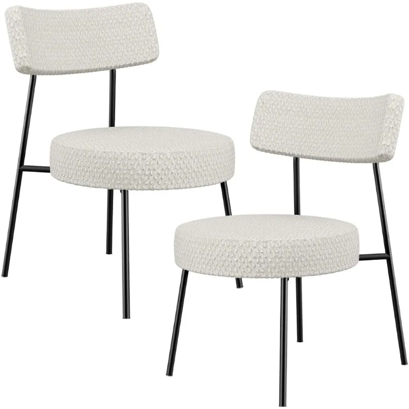 Kit 02 Poltronas Decorativas Para Sala De Estar Base Fixa Londres L02 Bouclê Cru - Lyam - Lyam Decor