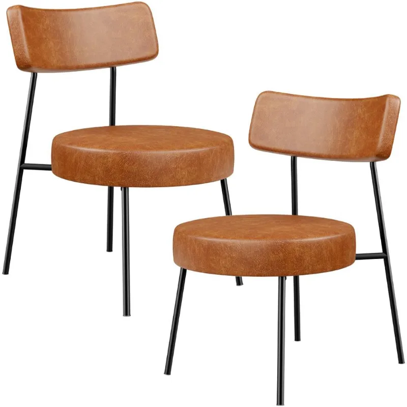 Kit 02 Poltronas Decorativas Para Sala De Estar Base Fixa Londres L02 Couríssimo Camel - Lyam - Lyam Decor