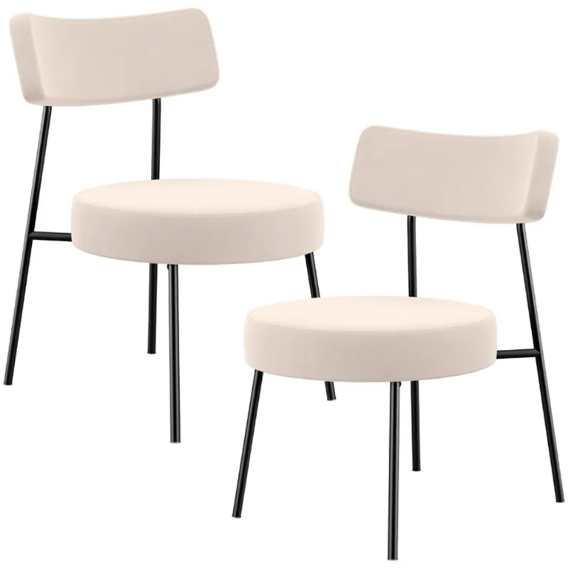 Kit 02 Poltronas Decorativas Para Sala De Estar Base Fixa Londres L02 Suede Bege - Lyam - Lyam Decor