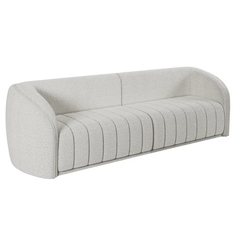 Sofá 04 Lugares Para Sala De Estar 252 cm Lazio M03 Bouclê Branco - Lyam Decor - Lyam Decor