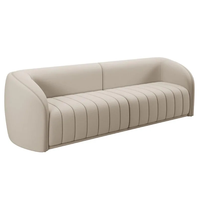 Sofá 04 Lugares Para Sala De Estar 252 cm Lazio M03 Veludo Bege - Lyam Decor - Lyam Decor