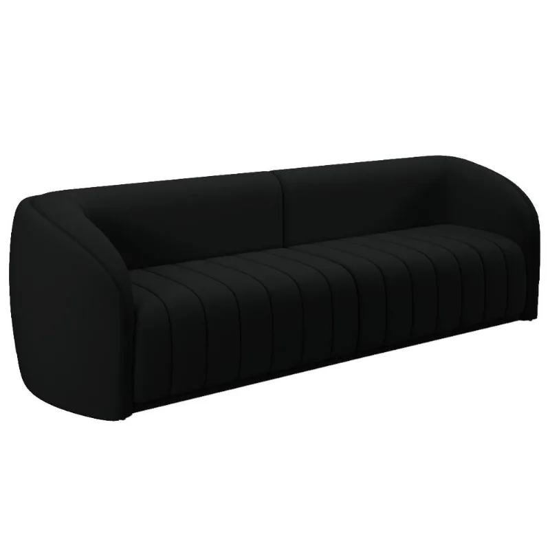 Sofá 04 Lugares Para Sala De Estar 252 cm Lazio M03 Veludo Preto - Lyam Decor - Lyam Decor