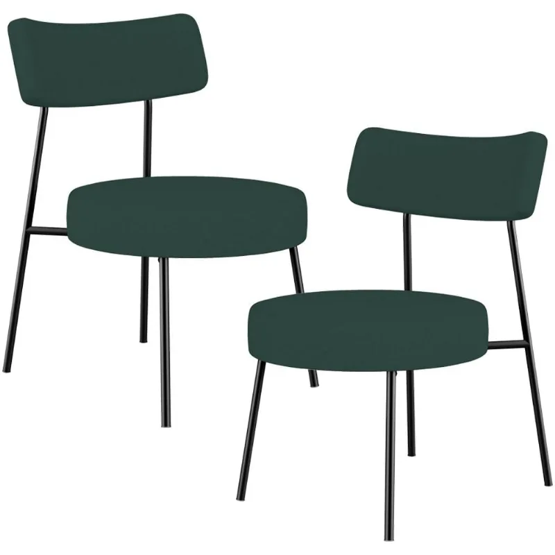 Kit 02 Poltronas Decorativas Para Sala De Estar Base Fixa Londres L02 Linho Verde Musgo - Lyam - Lyam Decor