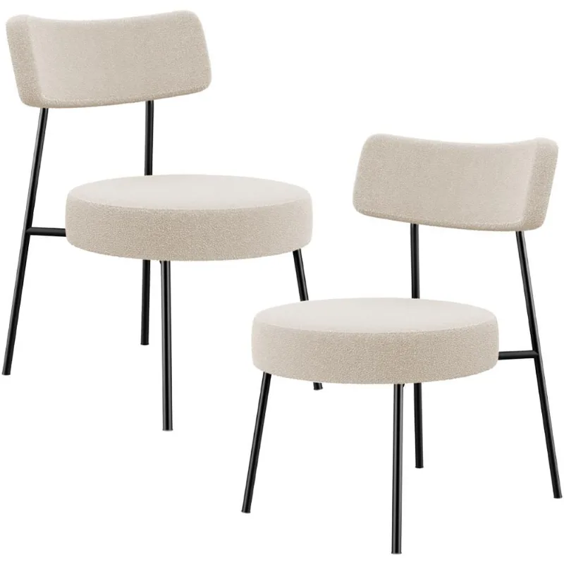 Kit 02 Poltronas Decorativas Para Sala De Estar Base Fixa Londres L02 Bouclê Creme - Lyam - Lyam Decor
