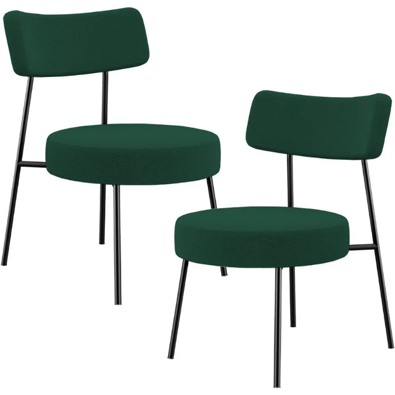 Kit 02 Poltronas Decorativas Para Sala De Estar Base Fixa Londres L02 Bouclê Verde - Lyam - Lyam Decor
