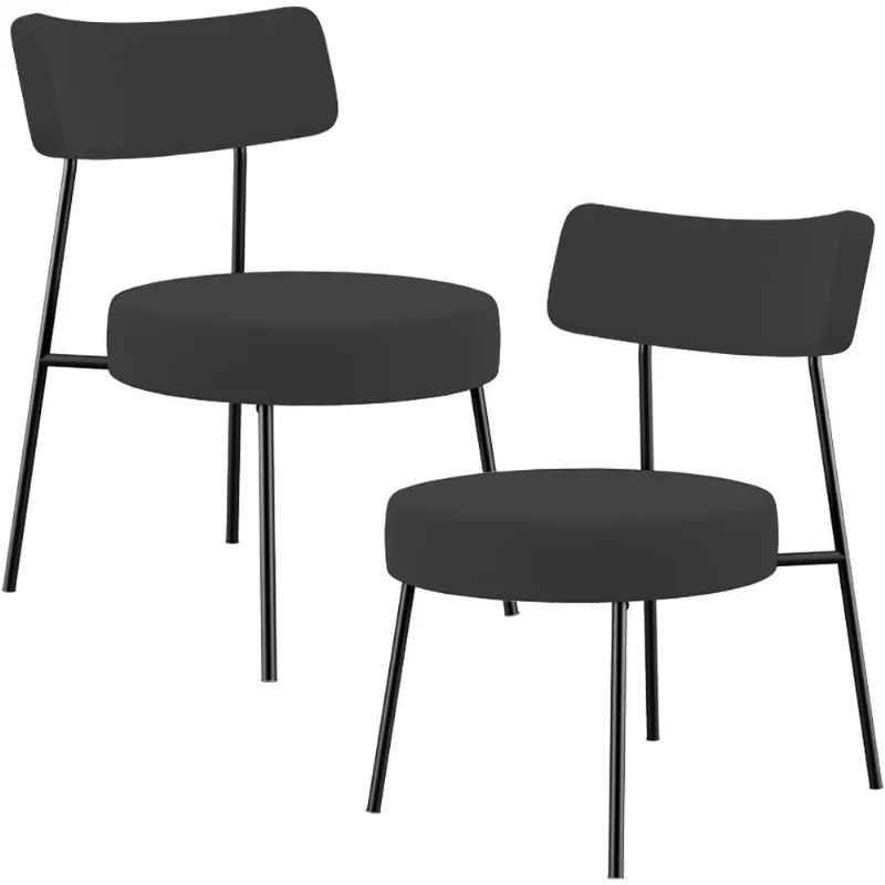 Kit 02 Poltronas Decorativas Para Sala De Estar Base Fixa Londres L02 Suede Preto - Lyam - Lyam Decor