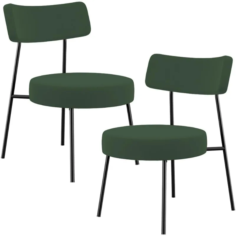 Kit 02 Poltronas Decorativas Para Sala De Estar Base Fixa Londres L02 Suede Verde Musgo - Lyam - Lyam Decor
