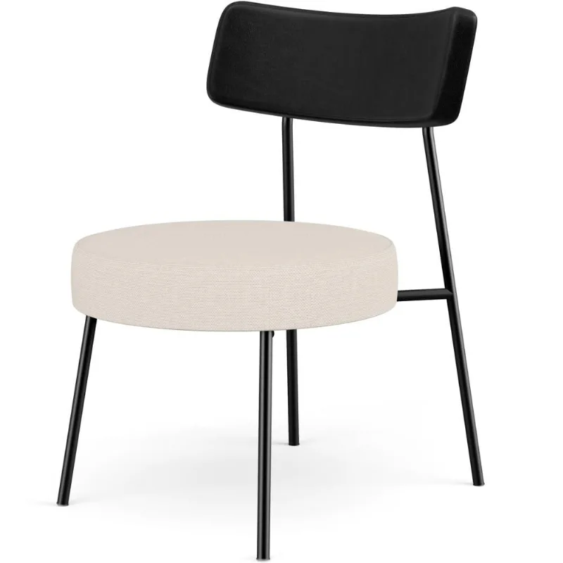 Poltrona Decorativa Para Sala De Estar Base Fixa Londres L02 Couríssimo Preto Linho Bege - Lyam - Lyam Decor