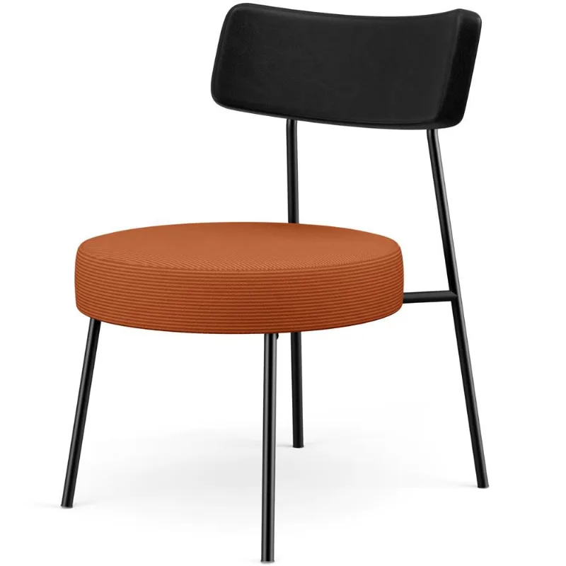 Poltrona Decorativa Para Sala De Estar Base Fixa Londres L02 Couríssimo Preto Tecido Terracota - Lyam