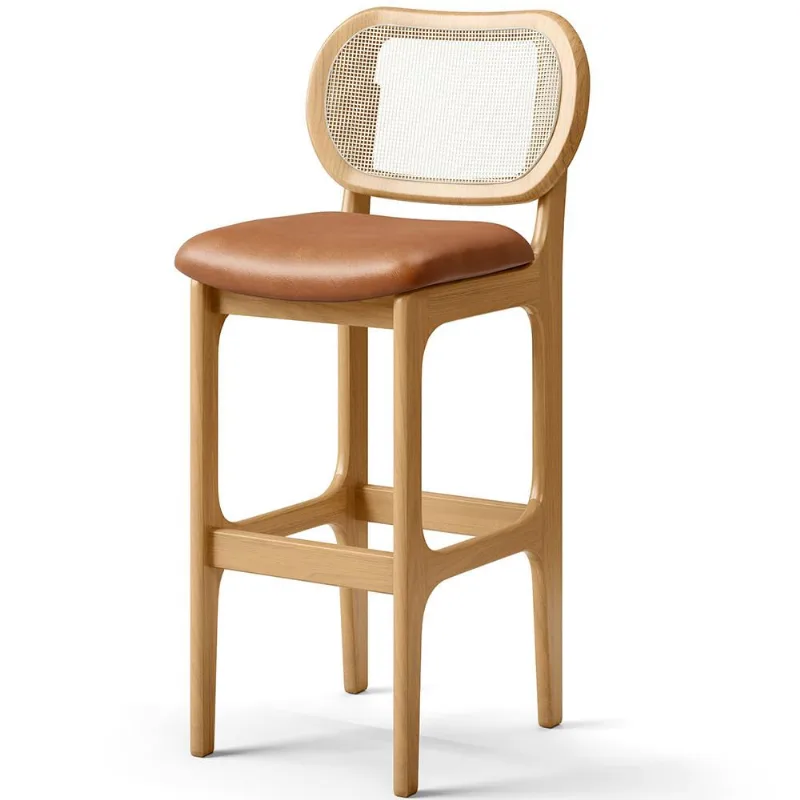 Banqueta Alta Para Cozinha Bancada Sala Tela Betta Fixa L02 Couríssimo Whisky - Lyam - Lyam Decor