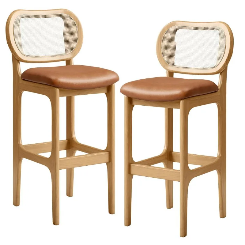 Kit 02 Banquetas Altas Para Cozinha Bancada Sala Tela Betta Fixa L02 Couríssimo Whisky - Lyam - Lyam Decor
