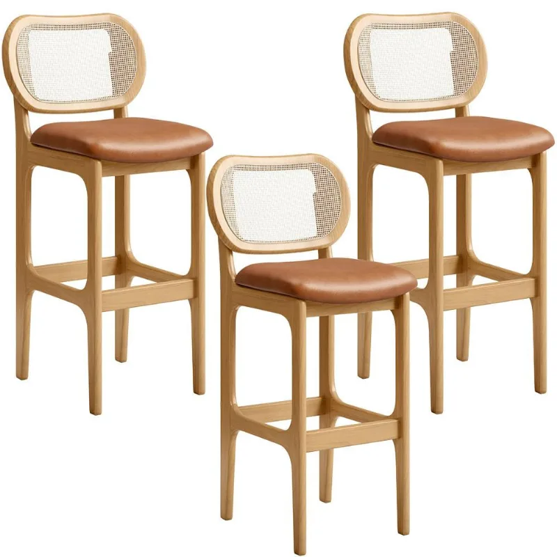 Kit 03 Banquetas Altas Para Cozinha Bancada Sala Tela Betta Fixa L02 Couríssimo Whisky - Lyam - Lyam Decor