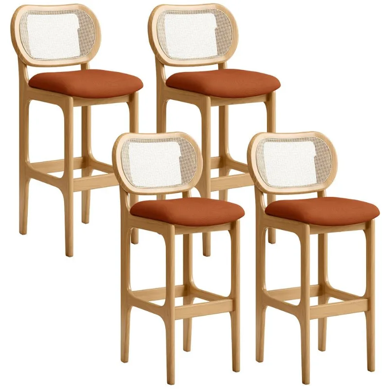 Kit 04 Banquetas Altas Para Cozinha Bancada Sala Tela Betta Fixa L02 Tecido Terracota - Lyam - Lyam Decor