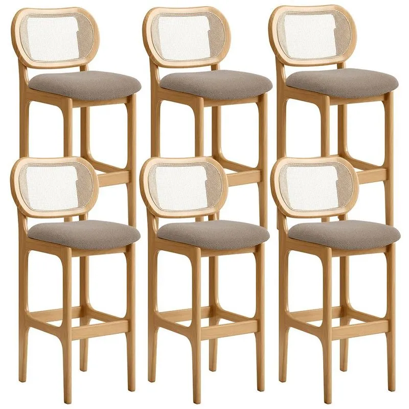 Kit 06 Banquetas Altas Para Cozinha Bancada Sala Tela Betta Fixa L02 Bouclê Bege - Lyam