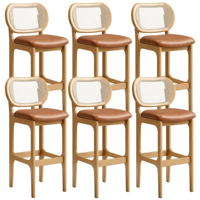Kit 06 Banquetas Altas Para Cozinha Bancada Sala Tela Betta Fixa L02 Couríssimo Whisky - Lyam - Lyam Decor