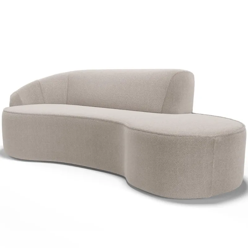 Sofá 5 Lugares Curvo Sala de Estar Living Firenze Esquerdo D02 Bouclê Bege 300 cm B-62 - Lyam - Lyam Decor