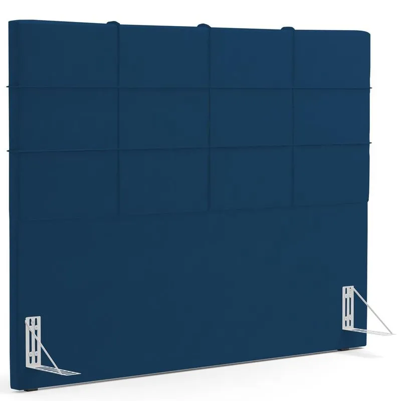 Cabeceira Cama Box Casal King 195 cm Roma W01 Suede Azul Marinho - Lyam