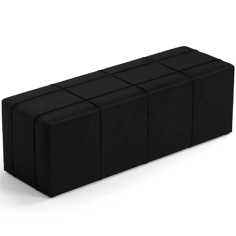 Puff Decorativo Living Sala de Estar 160 cm Roma W01 Couríssimo Preto - Lyam