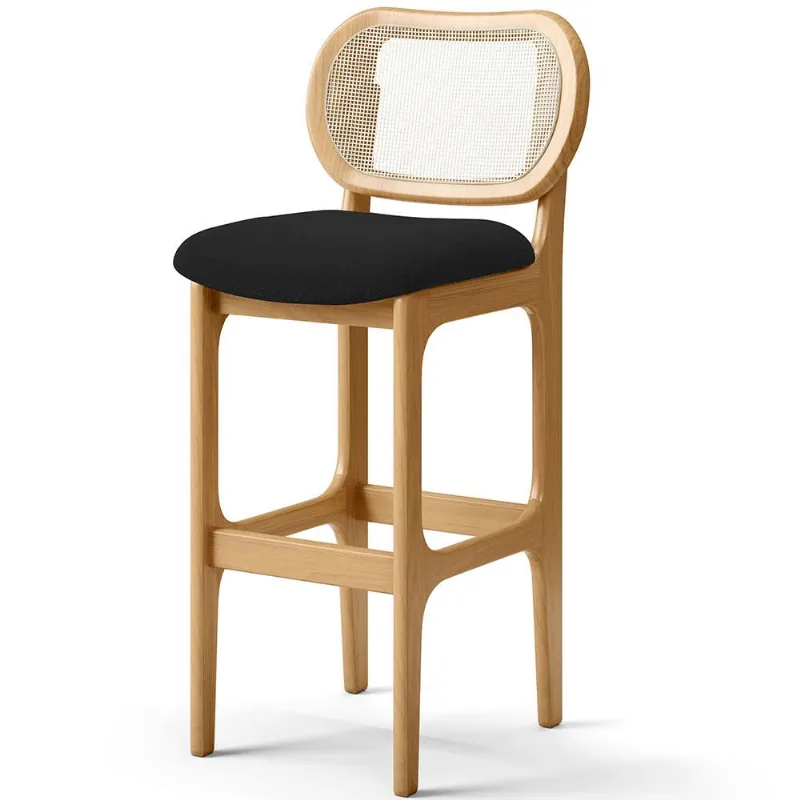 Banqueta Alta Para Cozinha Bancada Sala Tela Betta Fixa L02 Bouclê Preto - Lyam - Lyam Decor